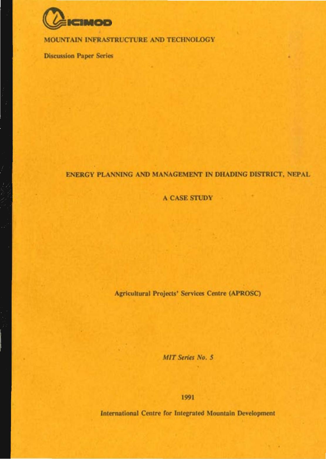 Energy Planning And Management In Dhading District, Nepal; A Case Study