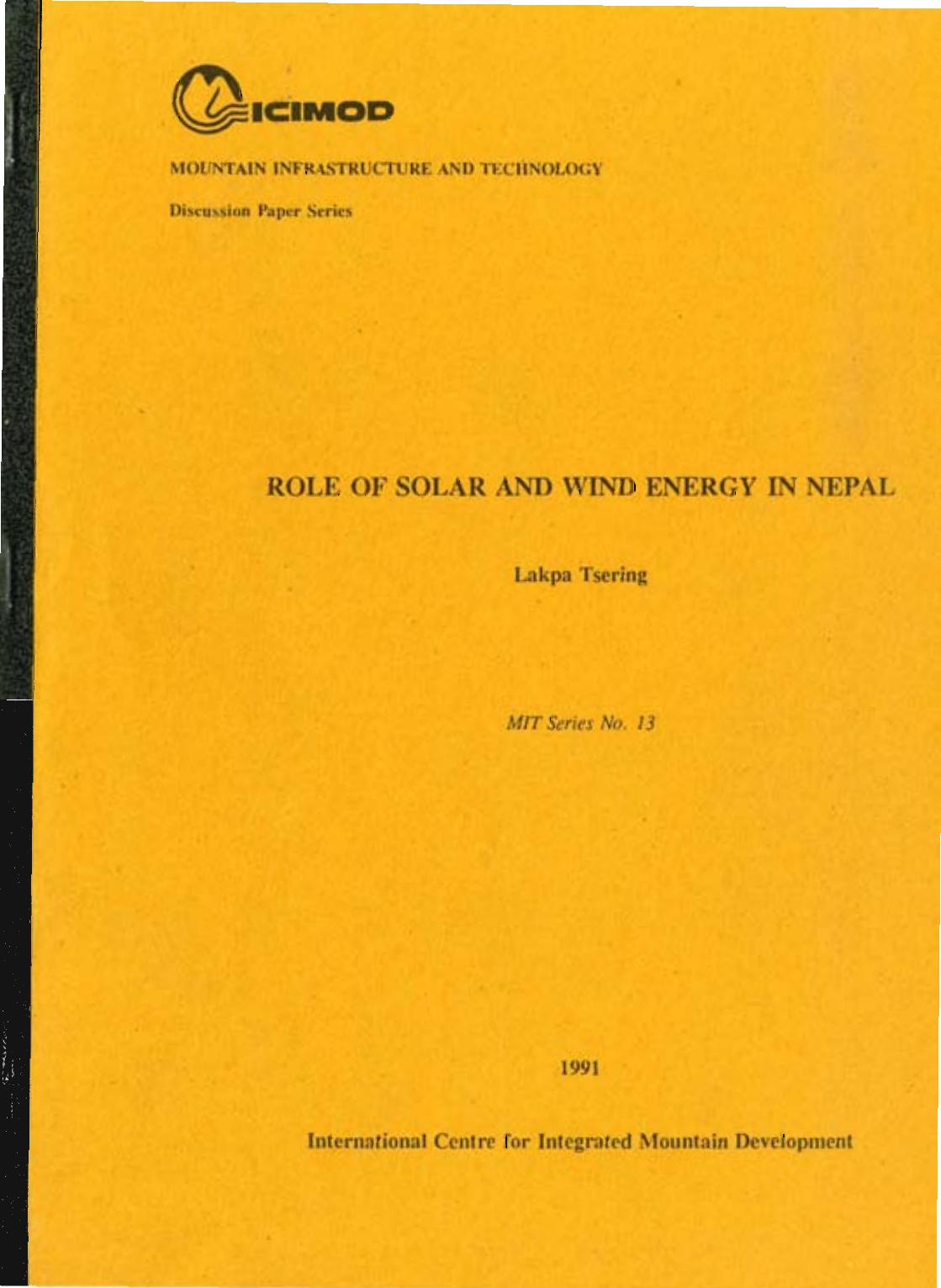 Role of Solar And Wind Energy In Nepal