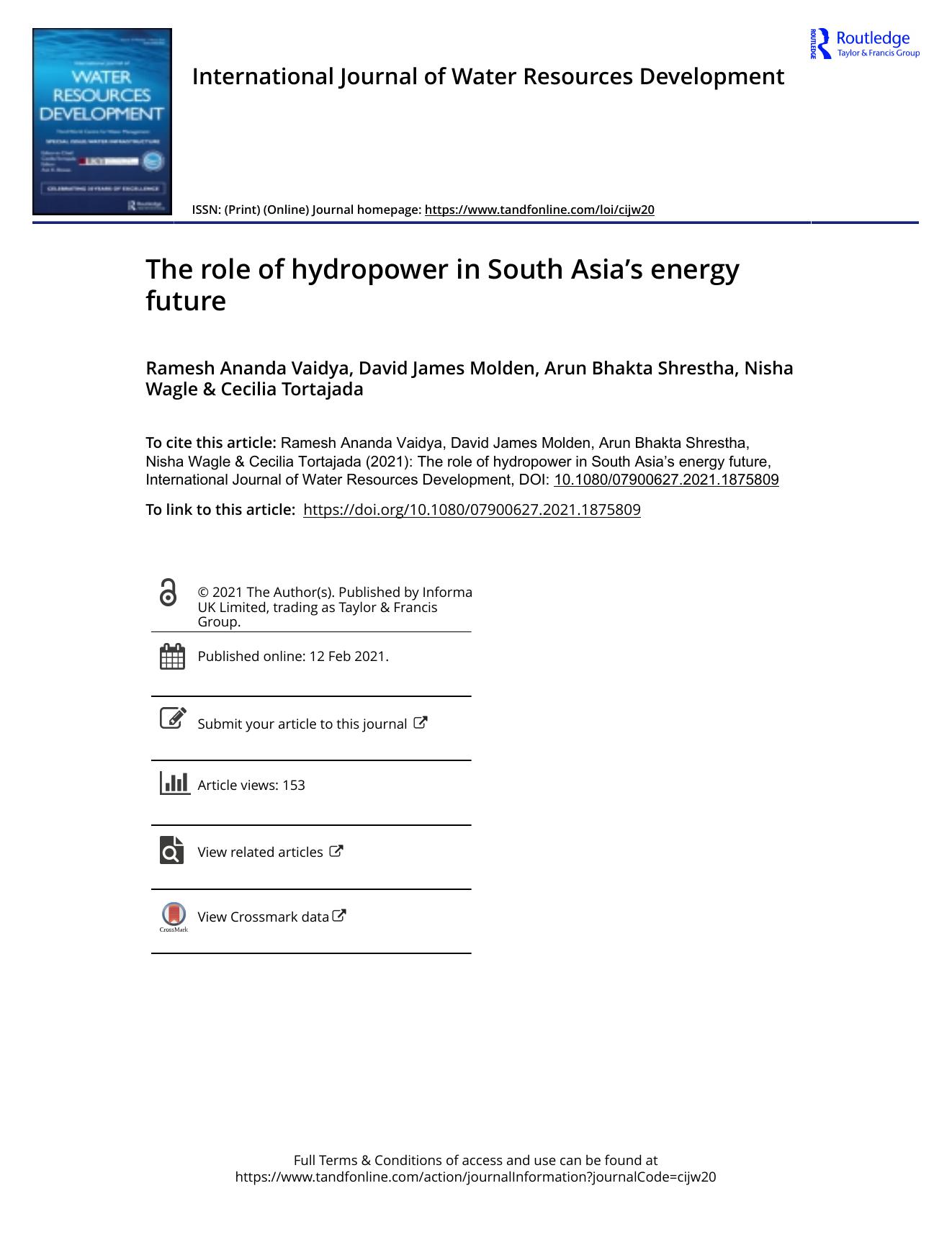 The role of hydropower in South Asia’s energy future