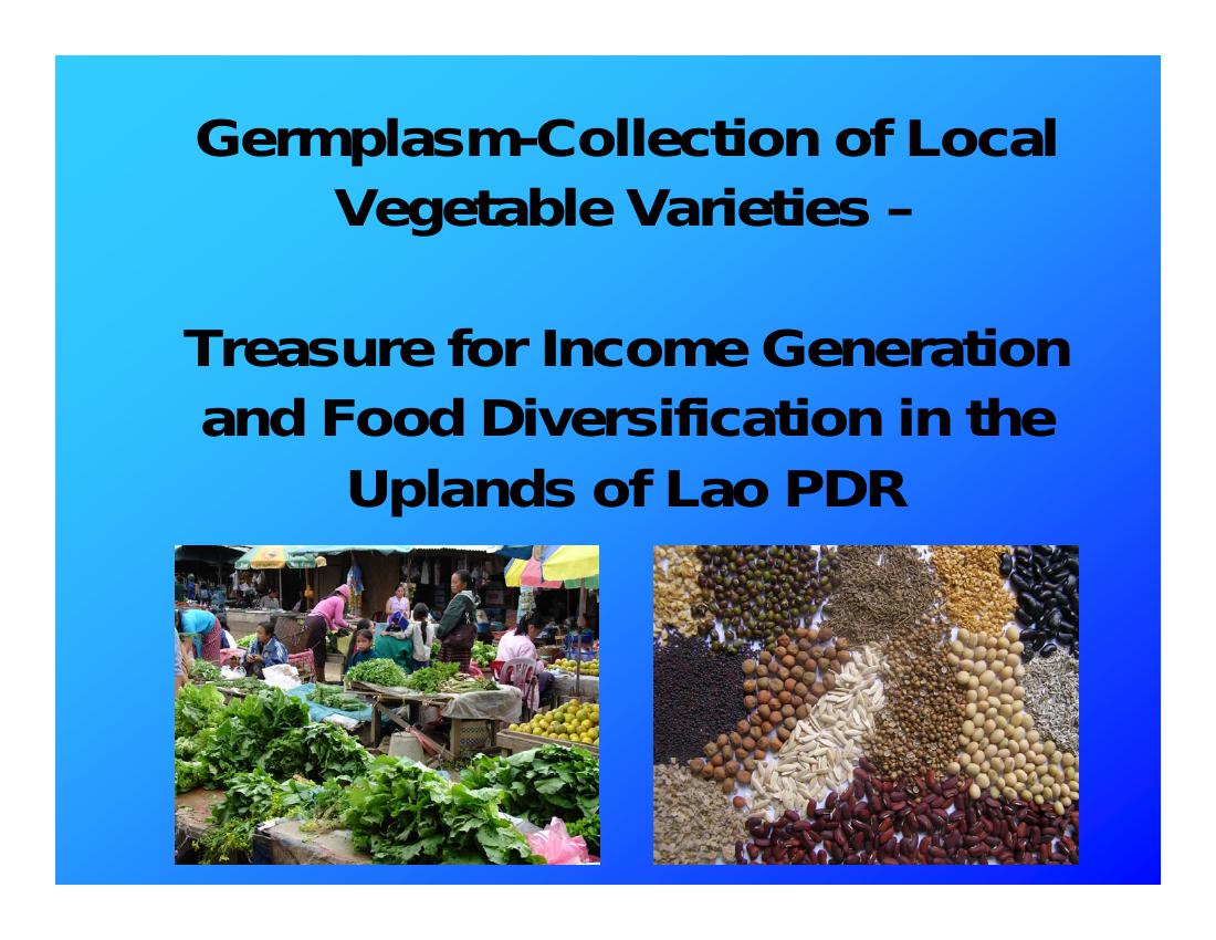 Germplasm - Collection of local vegetable varieties: Treasure for ...