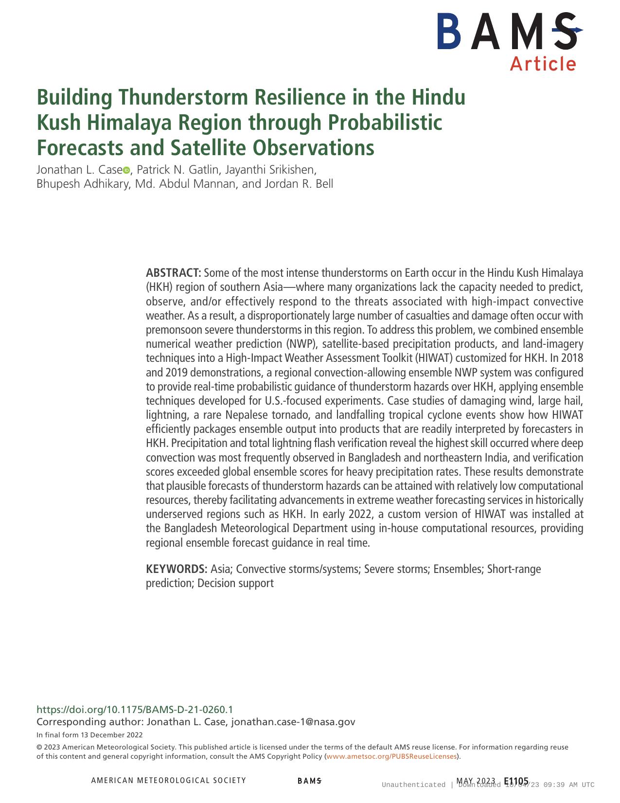 Building thunderstorm resilience in the Hindu Kush Himalaya region