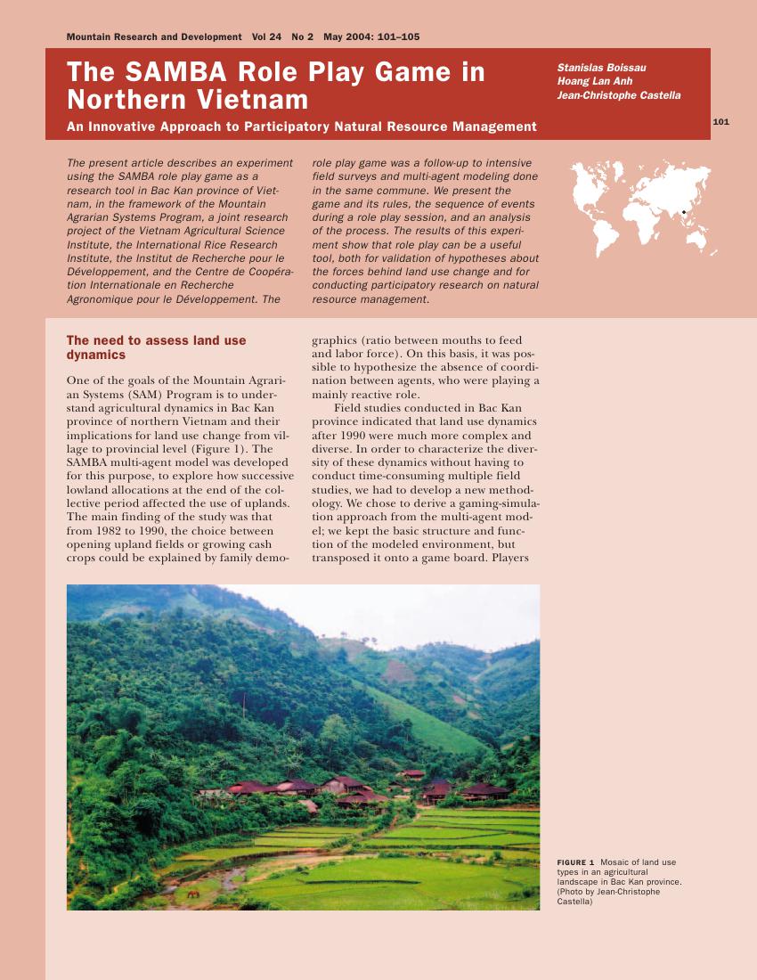 The SAMBA role play game in northern Vietnam: An innovative approach to  participatory natural resource management | HimalDoc