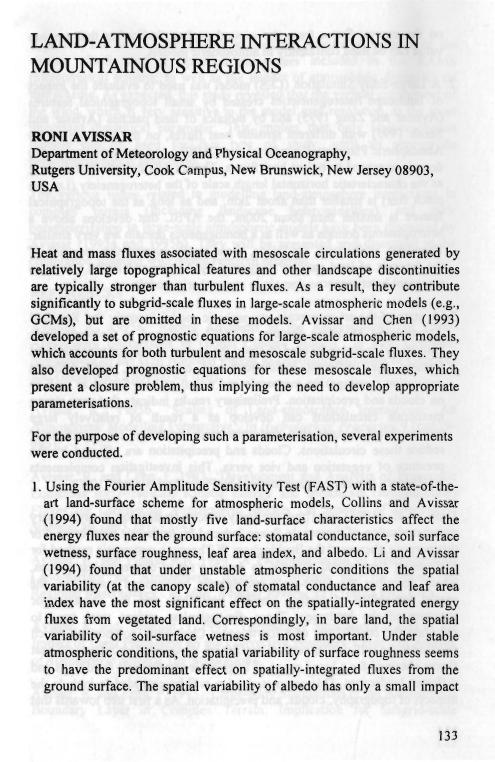 Land Atmosphera Internations in Mountainous Regions HimalDoc