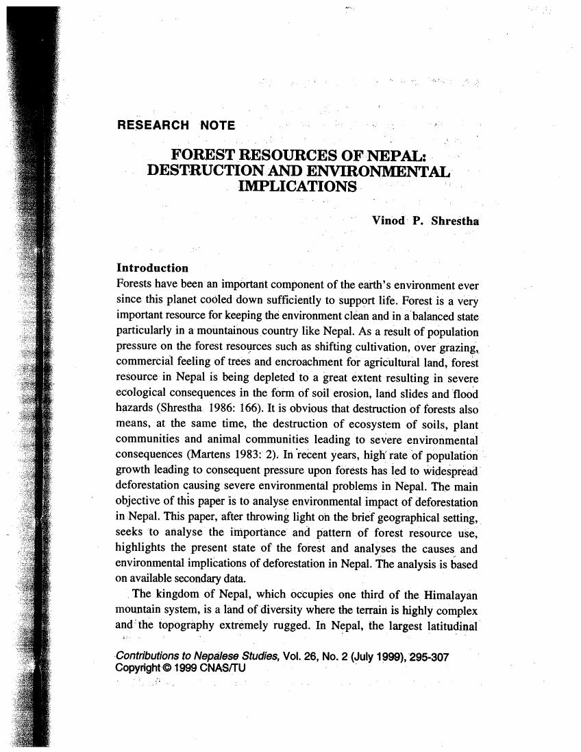 essay on forest resources of nepal