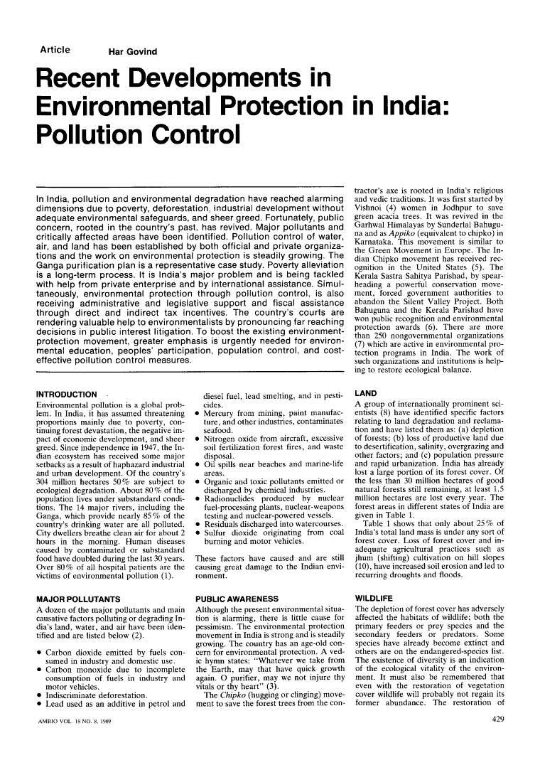 essay on environmental protection in india