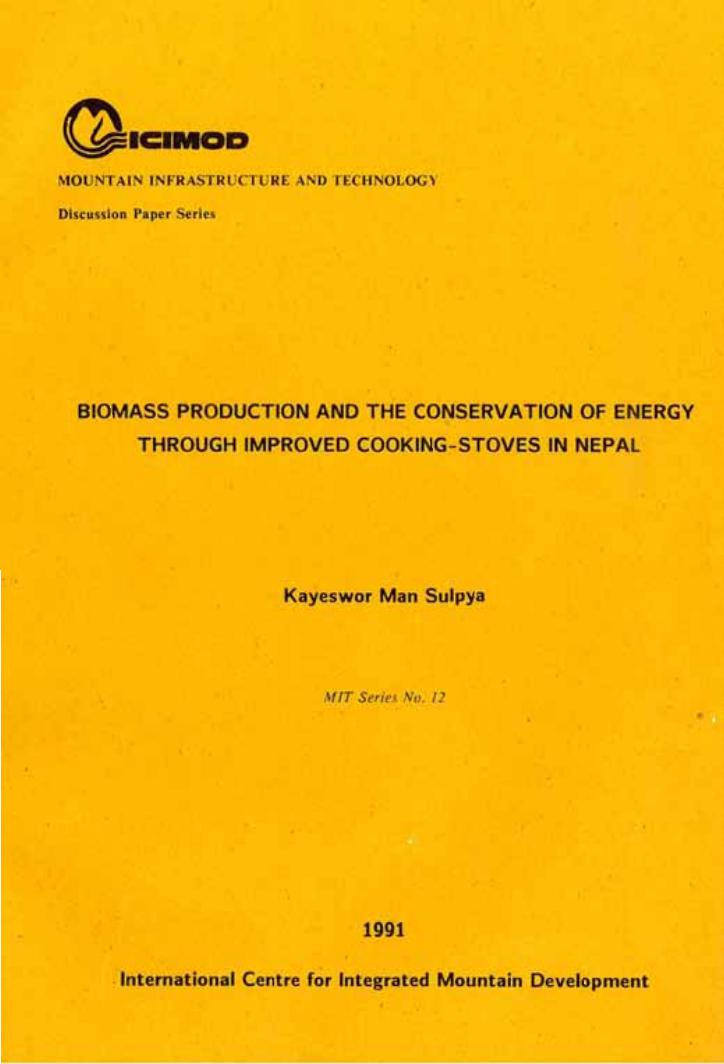 Biomass Production And The Conservation Of Energy Through Improved Cooking -Stoves In Nepal