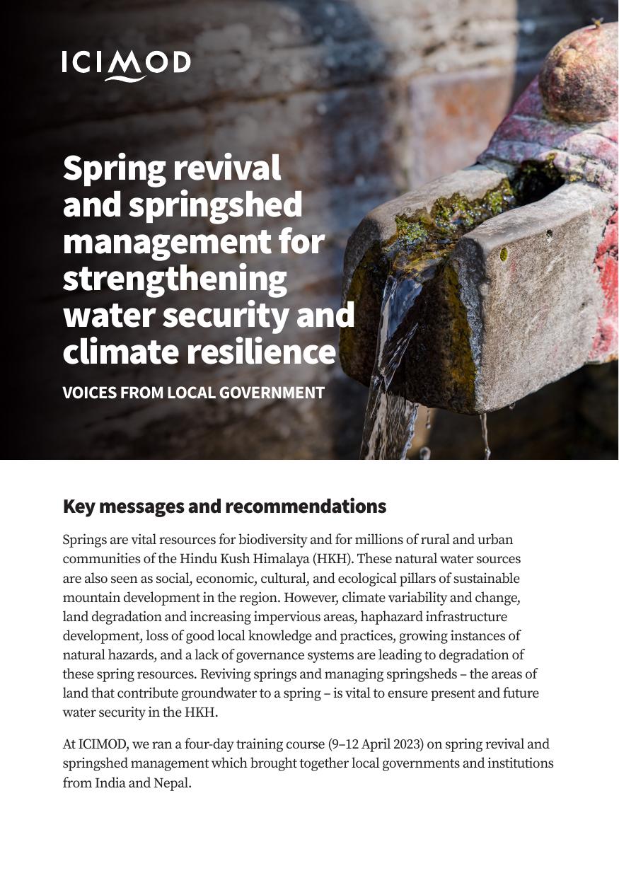 Spring revival and springshed management for strengthening water security and climate resilience: Voices from local government