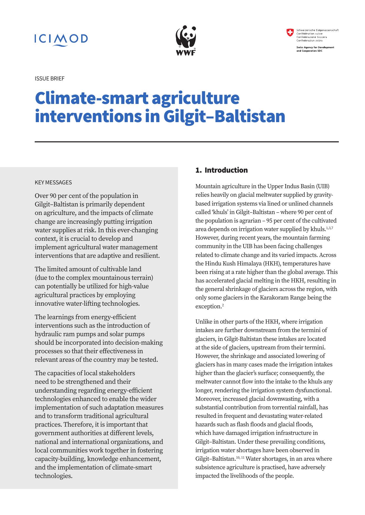 Climate-smart agriculture interventions in Gilgit–Baltistan - Issue Brief